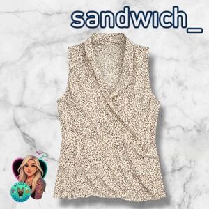 Sandwich Womens Medium Sleeveless Cowl Neck Draped Blouse Tan Etheral EU 38